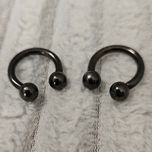 10g Black Circular Barbell Body Jewelry PAIR